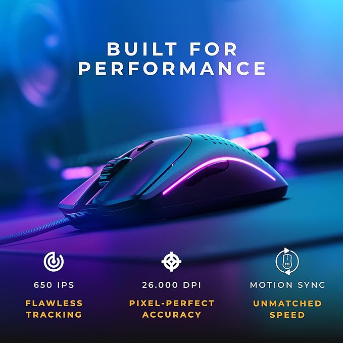 Glorious Gaming Model O 2 Wired Gaming Mouse - 59g Ultralight, FPS, 26,000 DPI, Motion Sync, 80M Click Rated Switches, 6 Programmable Buttons, Ambidextrous, RGB, PTFE Feet - Black
