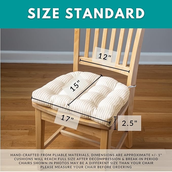 Barnett Home Decor Dining Chair Cushions with Ties – Size Small 15 x 17 - Latex Foam Fill, 100% Cotton, Machine Washable Chair Pads for Kitchen Chairs, Made in USA (Ariel Fan Coral/Pack of 2)