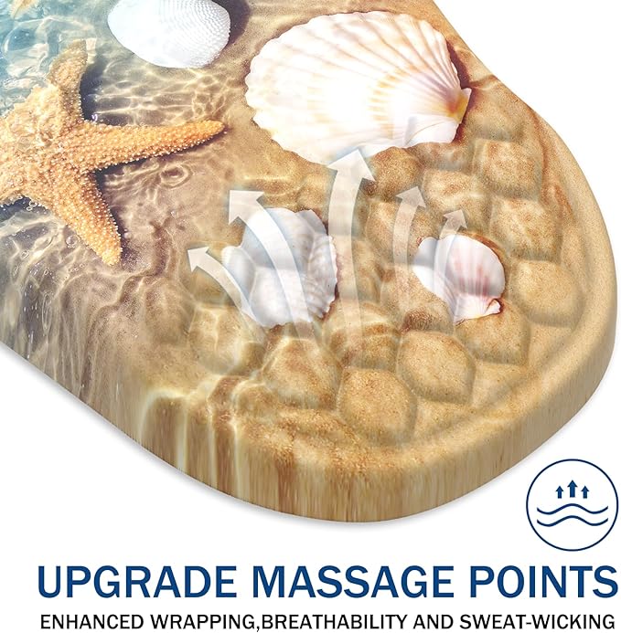 Ergonomic Mouse Pad Wrist Support, with Memory Foam & Non-Slip PU Base, Comfortable Massage Design Mouse Pad Relieve Wrist Fatigue&Pain, Suitable for Computer, Office and Home(05Starfish&Seashell)