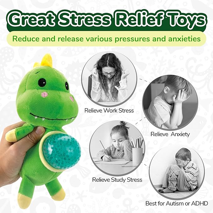 Dinosaur Stuffed Animal, Stuffed Animals, Unicorn Toys for Girls Age 4-6, Plush Toys with Squishy Ball in Her Tummy, Christmas Birthday Gifts for Baby, Toddler, Kids