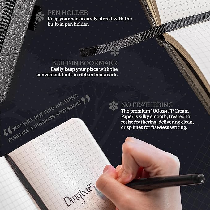 Dingbats* Wildlife A6 Lined Pocket Notebook - PU Leather Hardcover - Small Writing Journal for Work, Travel - Pocket, Elastic Closure, Bookmark