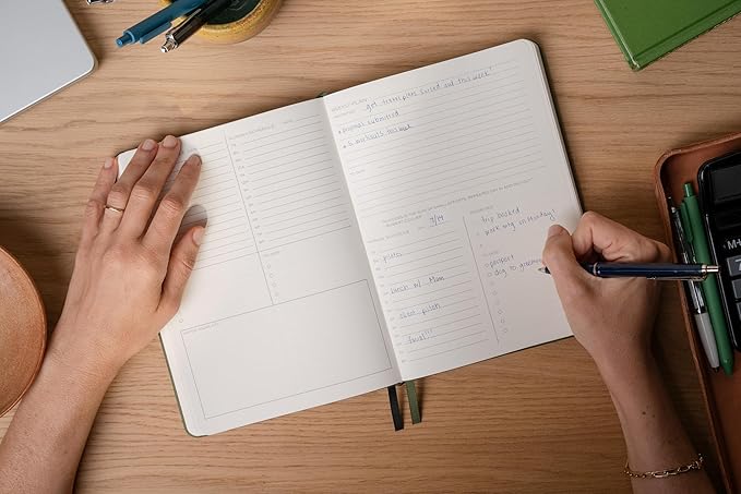 Anecdote 2026 Planner: 52 Week Daily Planner, Yearly, Monthly & Weekly Workflow for Planning Your Success – Vegan Leather Hardcover, Start Anytime & Achieve your Goals - Camel