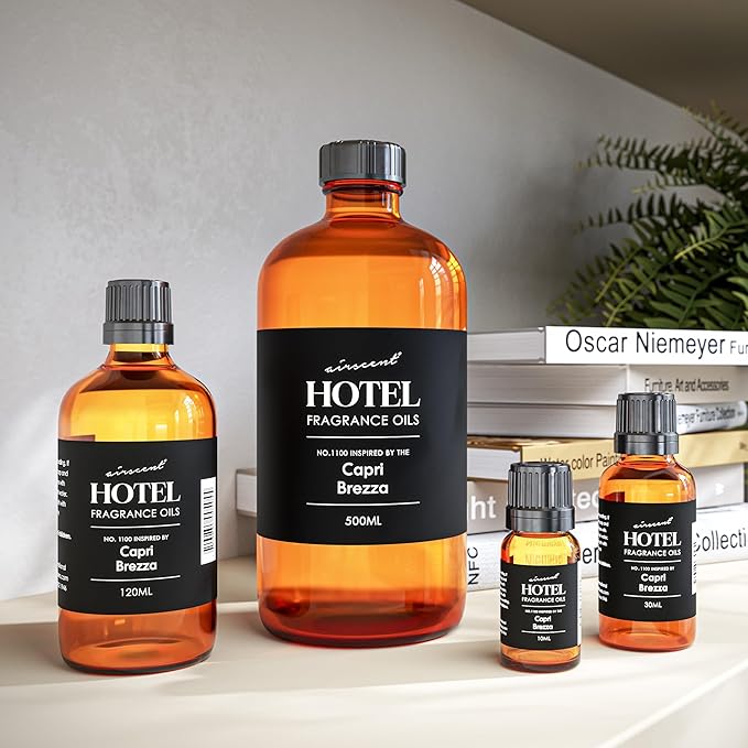 AirScent Capri Brezza Diffuser Oil No. 1100 - Volcano-Inspired Premium Fragrance Oil for Ultrasonic and Waterless Diffusers and Crafting - 500 ml, 16.9 fl oz Glass Bottle