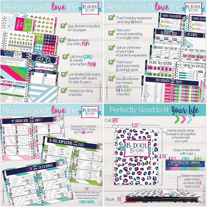 12-Month Budget Planner Bill Tracker Organizer w/Calendar & Pockets for Financial Management 354 Stickers | Budget Binder™