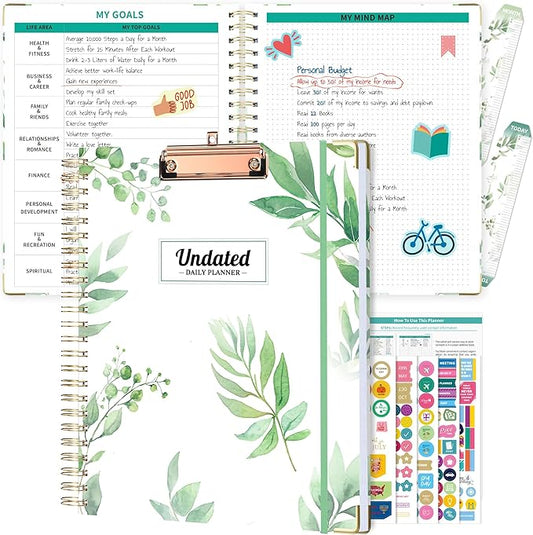 Ospelelf Undated Spiral Bound Planner Daily, Weekly and Monthly Planner 2025-2026, Work Planner 12 Month 8.5 x 11