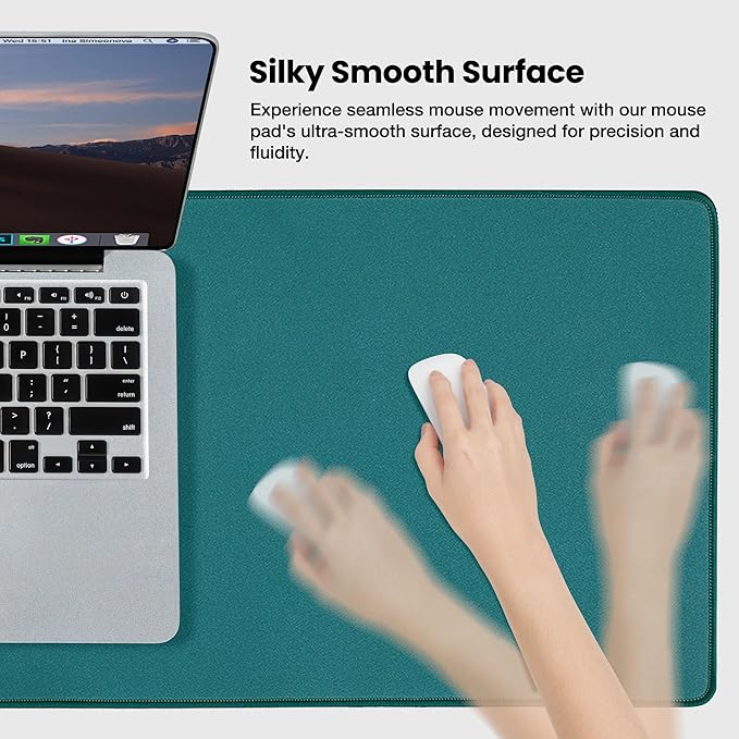 ALOANES Waterproof Mouse Pad, XXXL Gaming Keyboard Pad with Anti-Slip Base, Grain Jacquard Surface, Extend Desk pad for Gamer, Office & Home, Green Mousepad 40cm x90cm x0.3cm