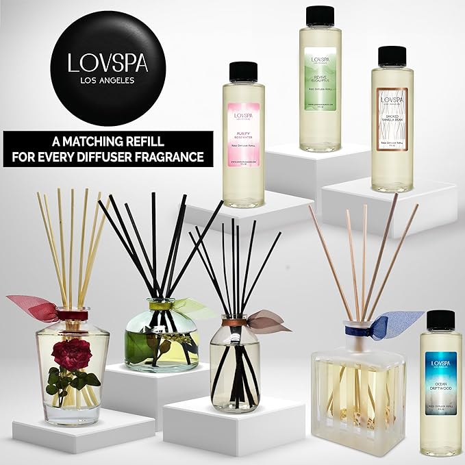 LOVSPA Reed Diffuser Set, Heirloom Pumpkin Scented Oil Diffuser with Sticks, Home Fragrance Accessories for Bathroom Shelf Decor, Aroma Diffusers for Home or Office Fall Decor, USA Made