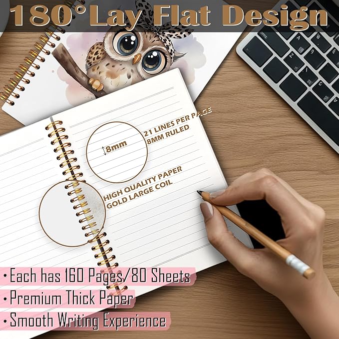 Owl Gifts Spiral Notebook 5.5x8.3, Owl Themed Gifts for Lovers Women Journal Notebooks for Note Taking, Cute Journal for Women