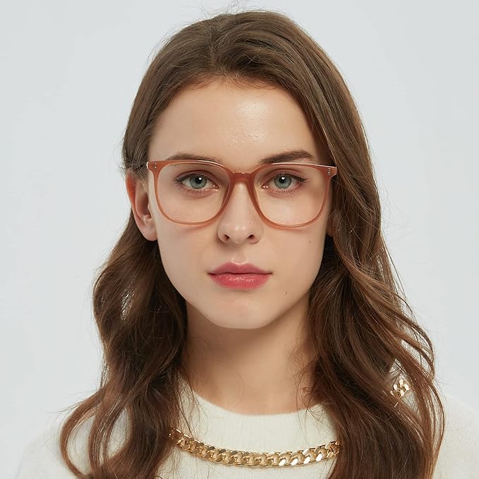 GUDVUE Oversized Blue Light Glasses, Computer Reading/Gaming/Phones Glasses, Anti Glare/UV400/Eye Strain, Large Square Frame