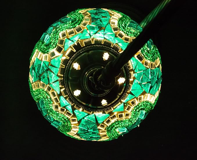 mozaist Turkish Mosaic Swan Neck Table Lamp, Moroccan Tiffany Style Turquoise Handmade Stained Glass Bedside Nightstand, Home Decor Gooseneck Boho Light with E12 Socket & US Plug (Emerald Teal)
