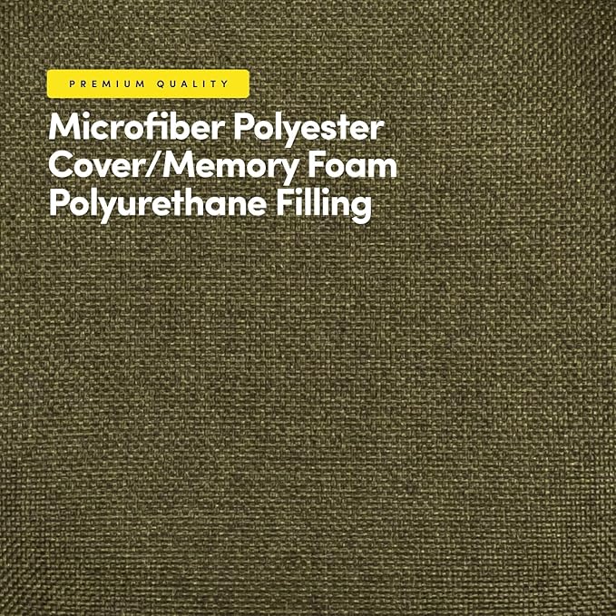 Sweet Home Collection Chair Cushion Memory Foam Pads Tufted Slip Non Skid Rubber Back U-Shaped 17" x 16" Seat Cover, 2 Count (Pack of 1), Army Green