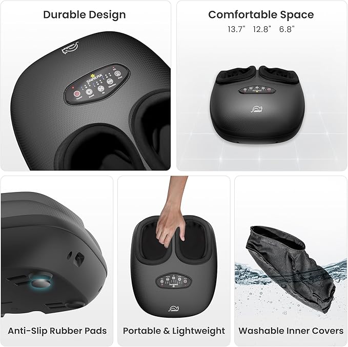 Snailax Shiatsu Foot Massager with Heat, Deep Kneading, Compression, Vibration,Electric Feet Massager Machine for Plantar Fasciitis,Neuropathy,Foot Warmer,Remote Control,Size 13,Gifts
