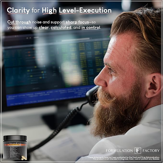 Boss Mode 10-in-1 Nootropic Cognitive Enhancement Supplement, Focus & Memory Booster, Featuring Lion’s Mane, Bacopa Monnieri, Alpha-GPC, Ginseng & More 120 Capsules (1 Pack)