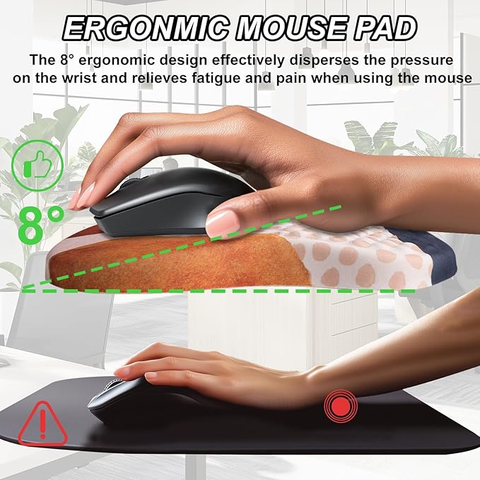 Ergonomic Mouse Pad Wrist Support and Keyboard Wrist Rest, Computer Carpal Tunnel Mouse Pads for Desk with Coaster Set, Memory Foam Mousepad with Non-Slip PU Base for Home Office (Marble Purple)