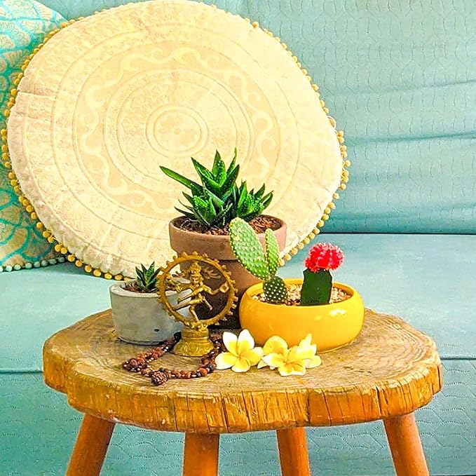 Mandala Life ART Bohemian Floor Cushion Cover –24 inches - Room Décor Decorative Round Pillow Case for Meditation, Yoga, and Boho Chic- Seating Area