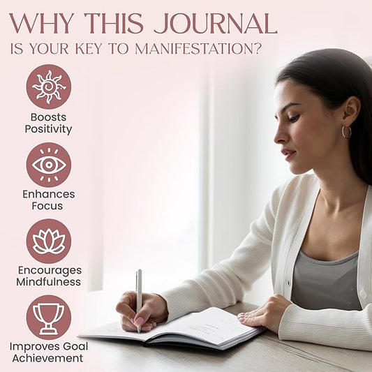 Manifestation Journal – 5 Minute Self Care Journal for Women – Guided Daily Planner Notebook w/Affirmations, Vision Board & Goal Setting – Hardcover Goal Planner for Manifesting Dreams