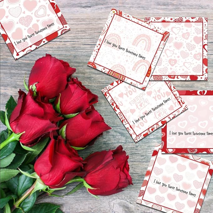 9 Pieces Heart Sticky Notes Valentine Heart Sticky Notes Self-Adhesive Valentine Sticky Note Pads Sticky for School Office Home Supplies Students Teachers Presents