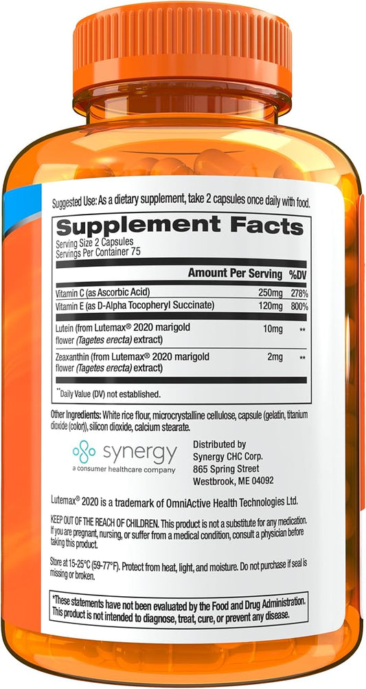Focus Factor Blue Light Formula (150 Count) - Eye Vitamins with Blue Light Filtration Support - Lutein and Zeaxanthin Supplement with Vitamin C, Vitamin E, Lutemax 2020® - Promote Eye Health (2 Pack)