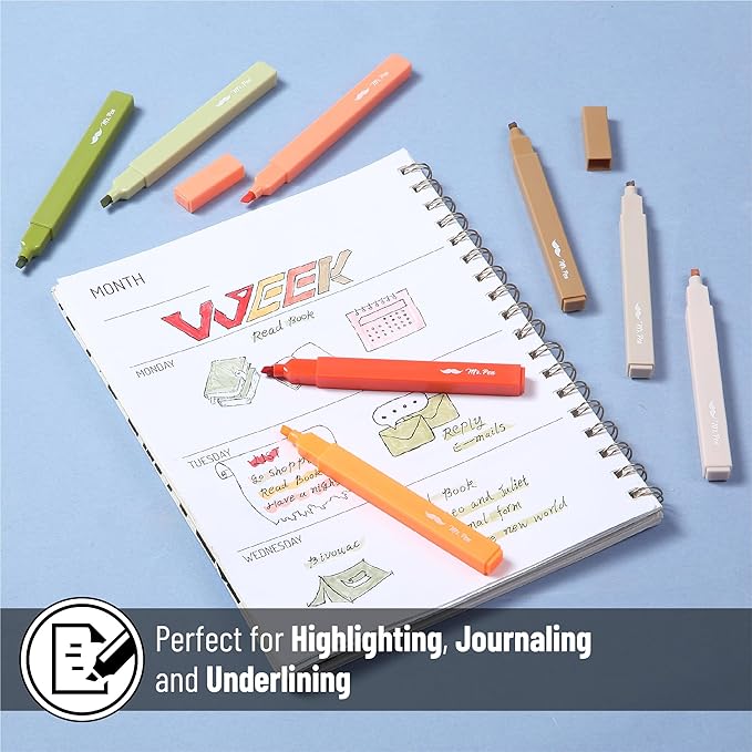 Mr. Pen- Aesthetic Highlighters, 8 Pack, Chisel Tip, Autumn Earth, Cute Highlighters Assorted Colors, Back to School Supplies