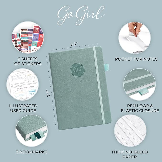 GoGirl Weekly Schedule Planner – Hourly Work & Life Planner with Time Slots – Vertical Agenda Organizer for Daily Productivity, A5 (Blue Surf)