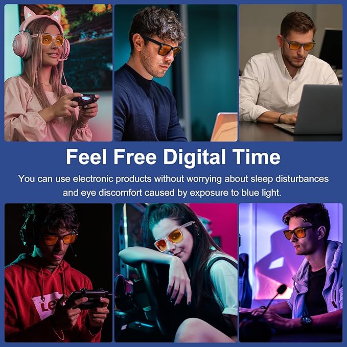 Sleep Glasses 99.9% Blue Light Glasses Dual AR Coatings Amber Orange Lens for Computer Gaming Reduce Eyestrain