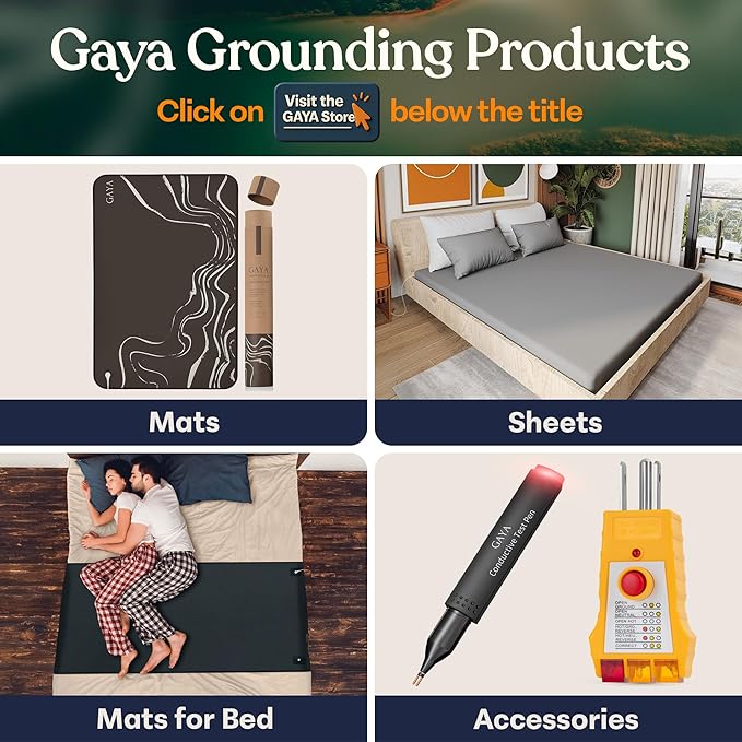 GAYA Grounding Mat for Feet, Sleep Improvement, Back Pain Relief, Muscle Relaxation & Stress, Earthing Pads for Bed, Ground for Desk, Earth Mats, Bedding Pad (24''X16'')