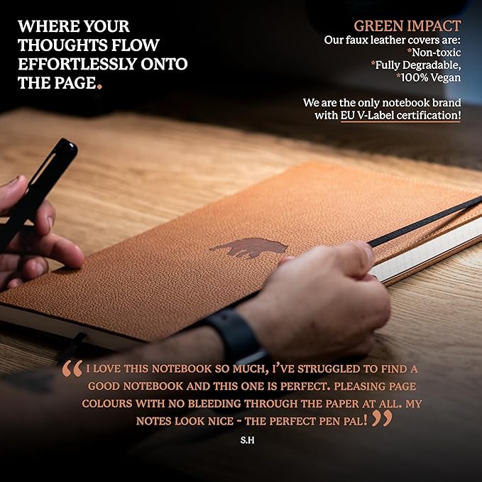 Dingbats* - Wildlife Squared Extra Large A4 Notebook - PU Leather Hardcover Journal for Work, Writing - Pocket, Elastic Closure, Pen Holder, Bookmark