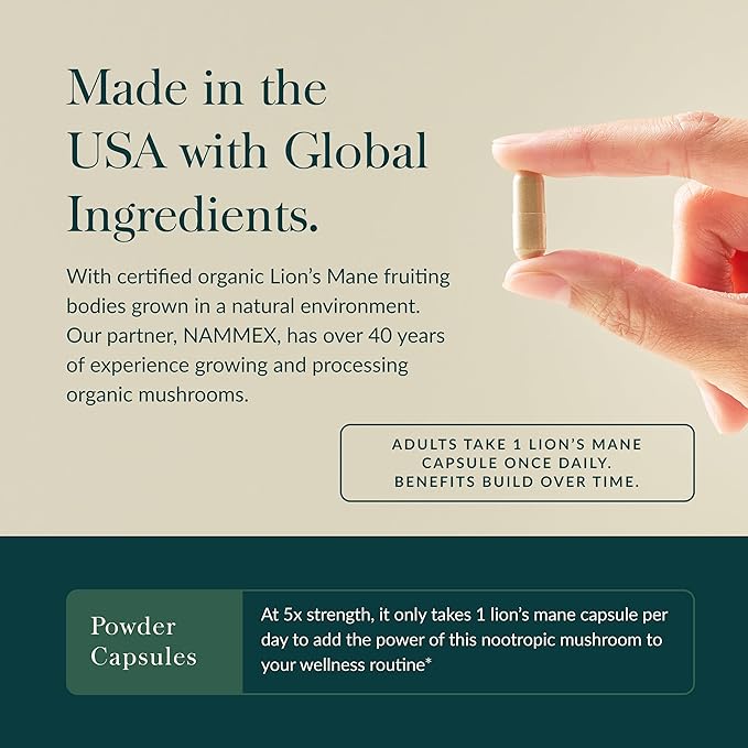 Gaia Herbs Lion’s Mane Mushroom - Brain & Nerve Health Support - 40 Vegan Capsules