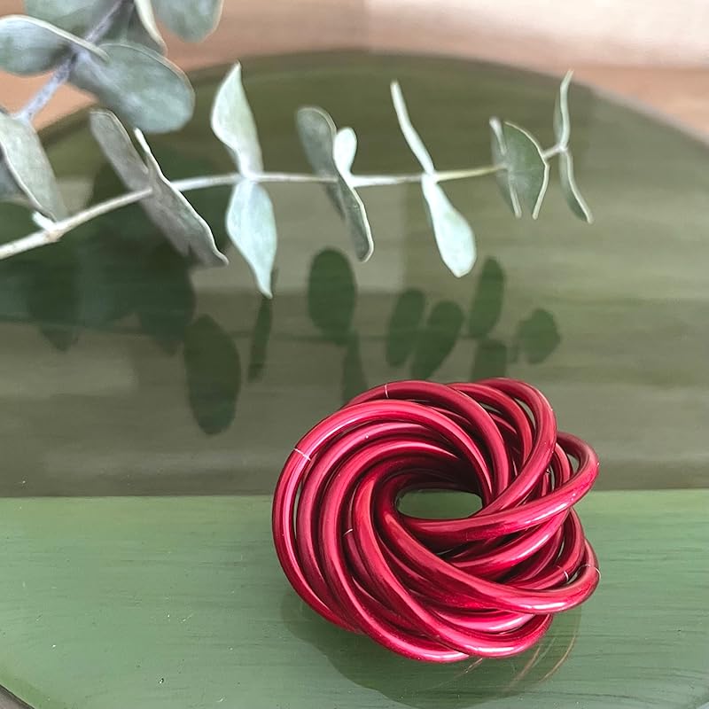 Möbii Fidget Ball (Solid Color): Quiet Mobius ADHD Anxiety Stim Stress Relief Toy Tool for Home Travel Office or Desk (Medium, Half, Ruby)