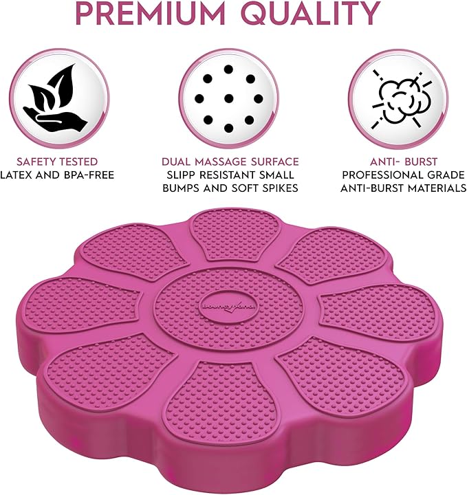 Shaped Wiggle Seats by Bouncyband – Red Flower, 13”x13”x2.2”– Inflatable Sensory Cushion for Kids, Improves Student Productivity and Focus, Comes with Easy-Inflation Pump to Customize Firmness