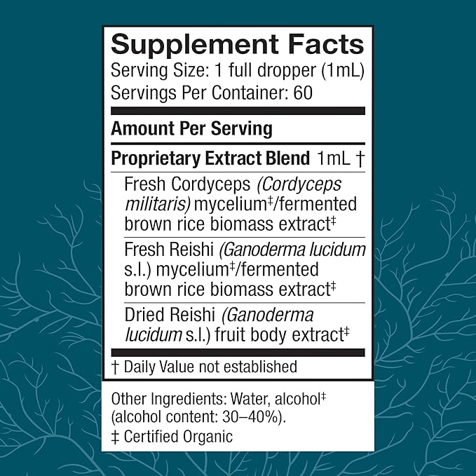Host Defense CordyChi Extract - Energy & Immune Support Supplement - Cordyceps & Reishi Mushroom Supplement for Relaxation & Respiratory Support - Aids Against Tiredness - 2 fl oz (60 Servings)*