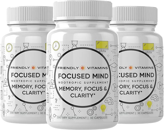 Focused Mind – Daily Brain Supplement for Memory and Focus Support | Nootropic for Concentration, Mental Clarity, and Brain Energy | Cognitive Supplement for Work, School, or Everyday Demands