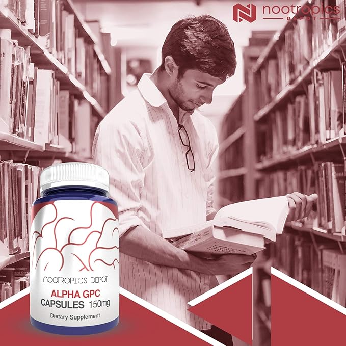 Nootropics Depot Alpha GPC Capsules | 150mg | 60 Count | Choline Supplement | Brain Health Supplement | Supports Healthy Brain Function | Enhance Cognition, Memory + Focus