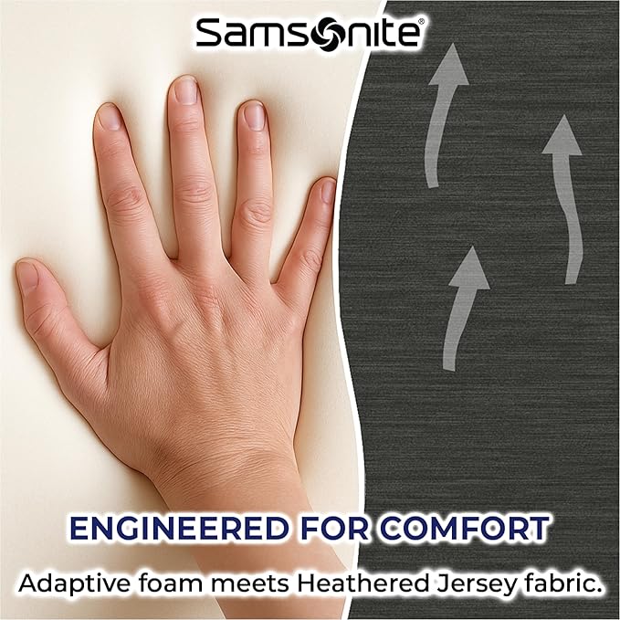 Samsonite Ergonomic Lumbar Support Pillow for Office Chair and Car Seat - Memory Foam Back Support Lumbar Pillow Premium Cushion Chair Support for Lower Back Pain Relief and Versatile Use (Slate Grey)