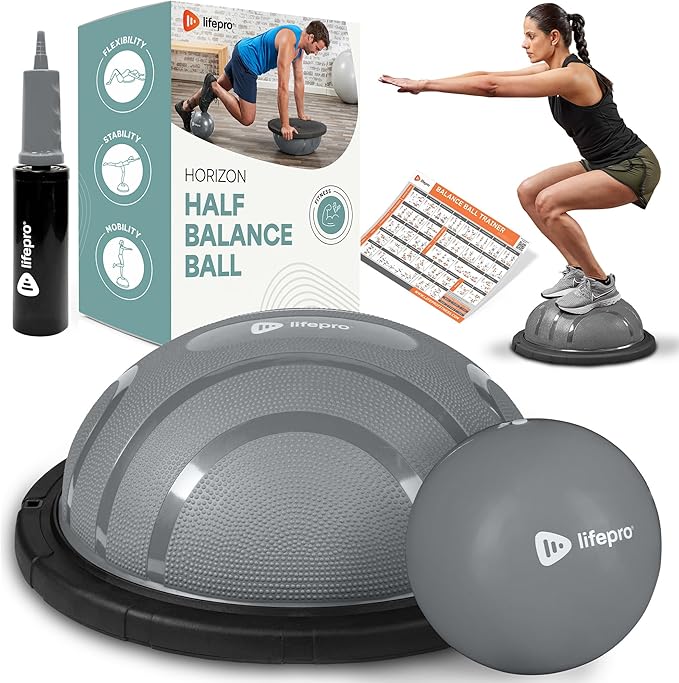 Lifepro Half Balance Ball Trainer - Stability Ball for Exercise, Full-Body Workouts, Home Gym, and Physical Therapy - Non-Slip Equipment for Balance Training