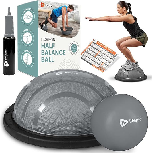 Lifepro Half Balance Ball Trainer - Stability Ball for Exercise, Full-Body Workouts, Home Gym, and Physical Therapy - Non-Slip Equipment for Balance Training