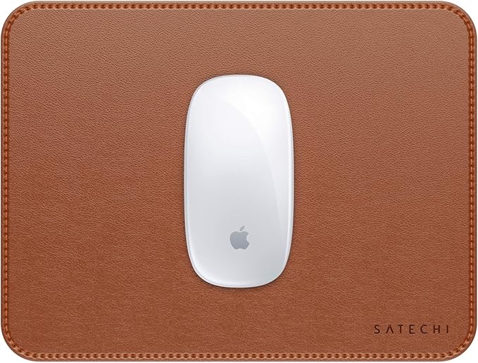 Satechi Vegan-Leather Mouse Pad, Ergonomic, Reversible, Scratch and Water Resistant, Easy to Clean, for Office and Home, 9.8" x 7.5" x 0.14" - Brown