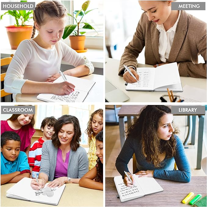 feela 8 Pack Journal Notebook Bulk for School, Hardcover Business Notebooks Classic Ruled Lined Journals with Pen Holder for Work Note Taking, with 8 Black Pens, 120 GSM, 5.1”x8.3”, A5, Gray