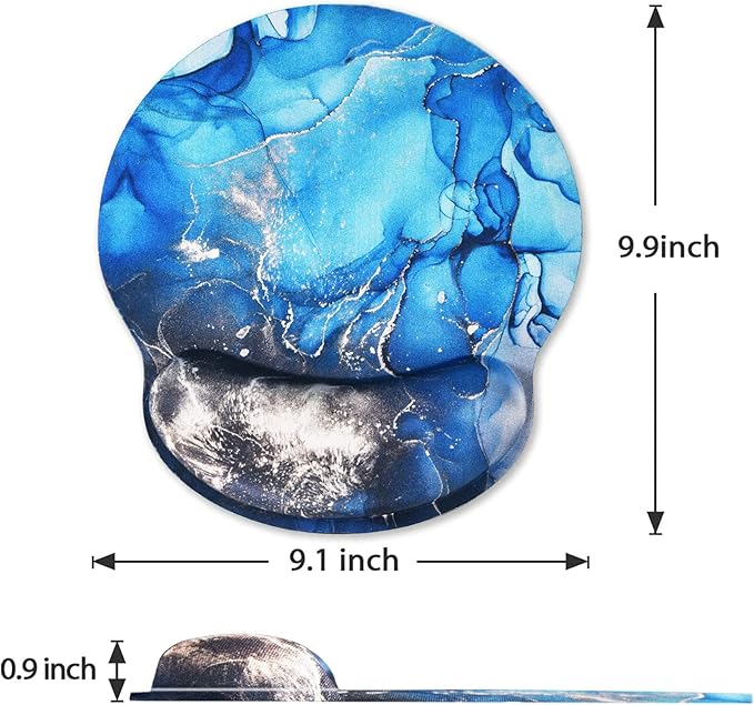 ToLuLu Mouse Pad Wrist Rest Support, Gel Mouse Pads with Non Slip Rubber Base Memory Foam Mousepad, Mouse Wrist Rest Pad for Laptop Computer Home Office Working Gaming Pain Relief, Blue Grey Marble