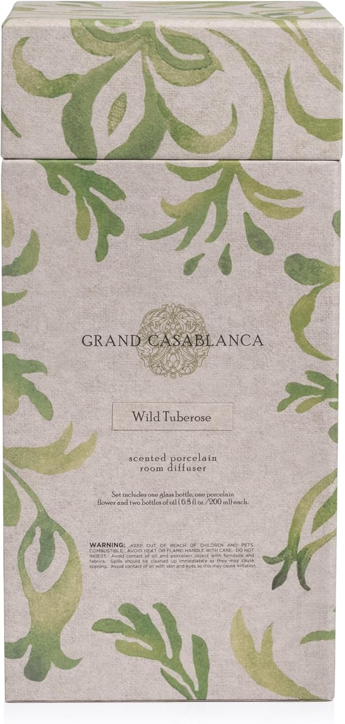 Zodax Grand Casablanca Porcelain Oil Diffuser - 6.76 oz -Wild Tuberose