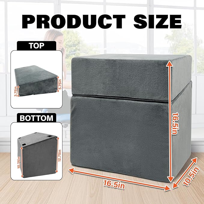 Adjustable Foot Rest Under Desk with 3 Adjustable Heights & High-Density Foam – Ergonomic Footrest for Office, Home, Travel & Airplane, Removable Washable Cover for Back Pain Relief & Posture Support