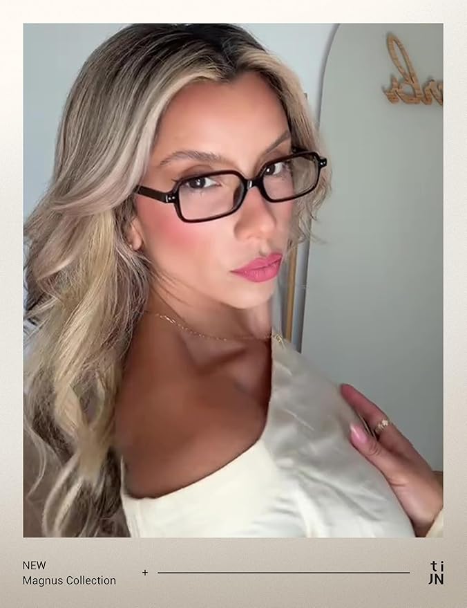 TIJN Olisa Blue Light Blocking Glasses for Women Men,Oval Glasses Frame Bluelight Glasses for Gaming/Computer/Screen