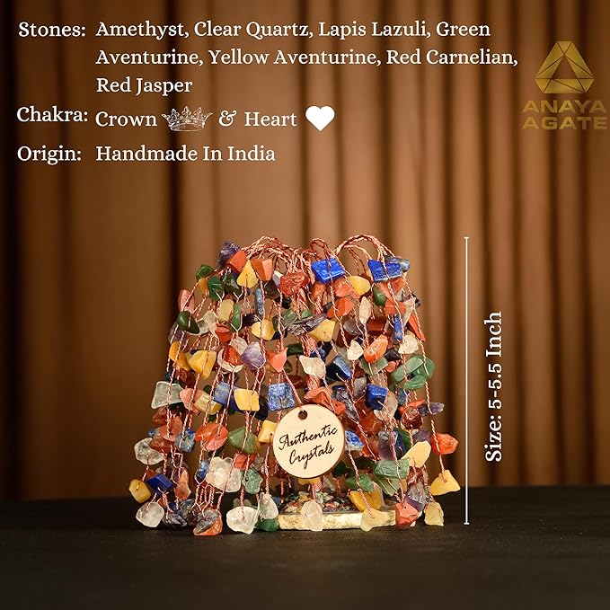 7 Chakra Crystal Tree of Life Handmade Gemstone Bonsai for Home Office Desk Decor, Feng Shui Money Tree for Healing, Protection, Wealth, Luck, Positive Energy, Spiritual Gifts for Women Mom