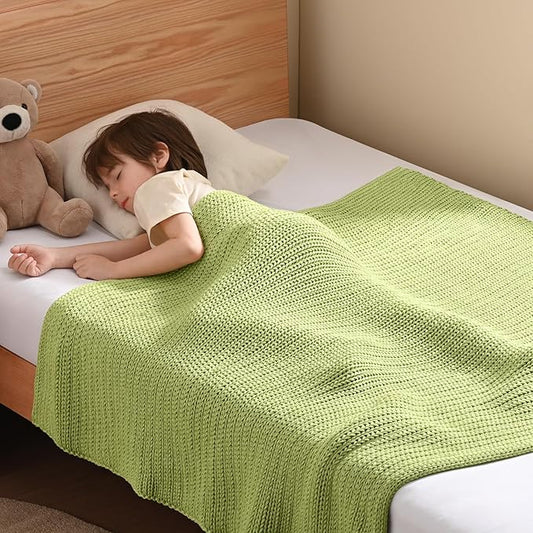 Guohaoi Knitted Weighted Blanket Kids (Light Green 40"x60" 7lbs) No Beads Cooling Heavy Blanket, Home Decor Breathable Chunky Knit Throw Blanket for All-Season Use