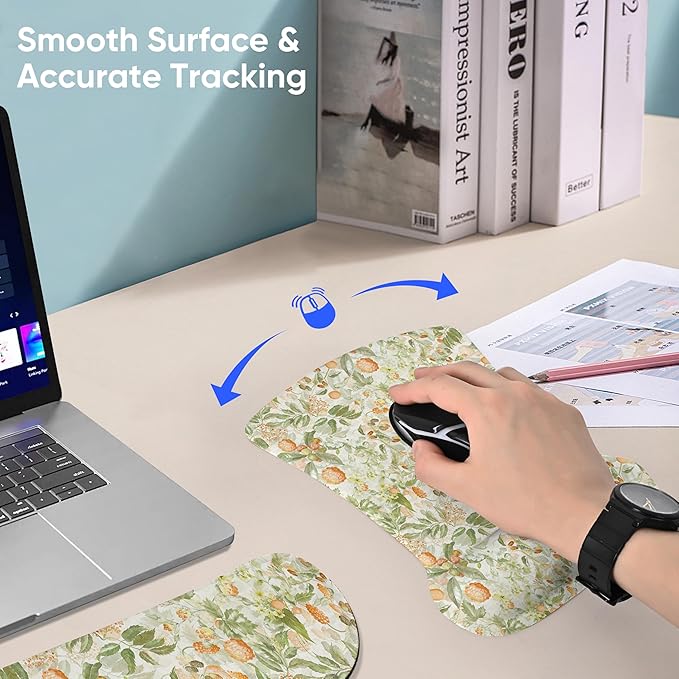 RICHEN Mouse Pad and Keyboard Wrist Rest, 3-in-1 Computer Mousepad and Coaster Set, Non-Slip Keyboard Wrist Rest and Mouse Pad Set Ergonomic Design (FKMWR-53)