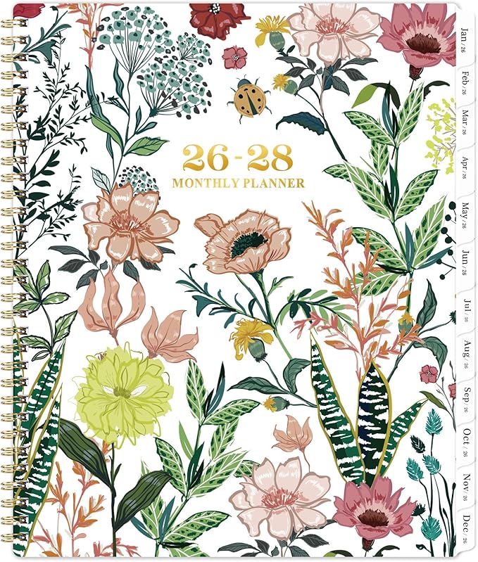 2026-2028 Monthly Planner/Calendar - 3 Year Monthly Planner 2026-2028, Jan. 2026 - Dec. 2028, 9" × 11" Calendar Planner 36-Month with Tabs, Twin-Wire Binding, Two-Side Pocket, Celebrity Quotes ＆ Notes