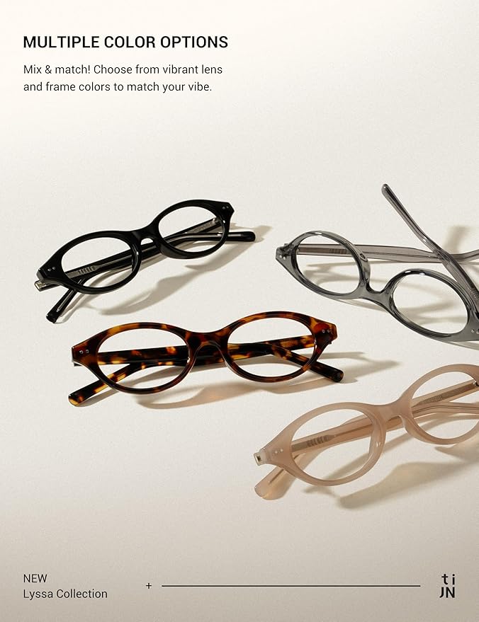 TIJN Olisa Blue Light Blocking Glasses for Women Men,Oval Glasses Frame Bluelight Glasses for Gaming/Computer/Screen