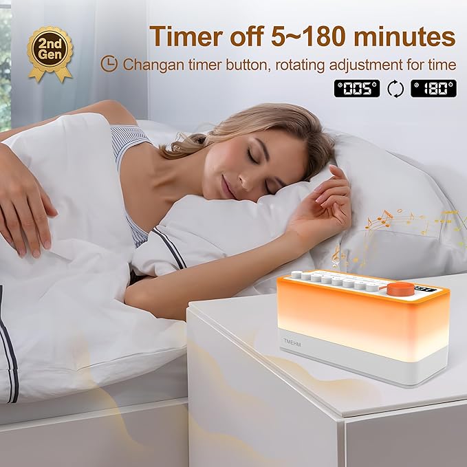 White Noise Sleep Sound Machine with 8 Nature Sounds, Portable Bluetooth Speaker, 12 Colors Night Lights, Sleep Timer & Breathing Exercises, for Babies, Kids, and Adults (S660pro Gen 2, L)