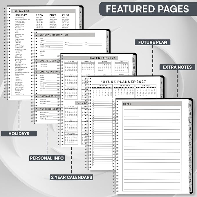 Ensight 2026 Appointment Book & Planner Ensight 8.5 x 11 inches Large Tabbed Daily Hourly Weekly Planner Schedule Book 15 Minute time Slots Business & Personal Planner Jan 2026 Dec 2026 Black