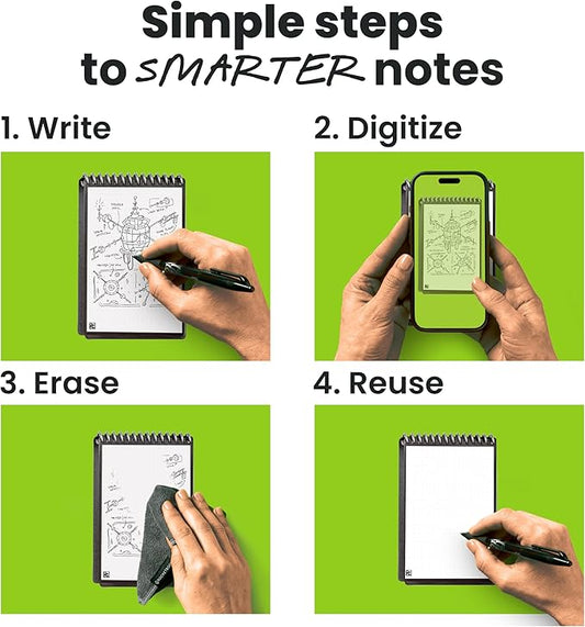 Rocketbook Mini Reusable Smart Notepad, Pocket Size Notebook 3.5x5.5, Pink - Dotted Pages, App-Connected, Erasable, Ideal for On-The-Go List Taking & Quick Notes Anywhere